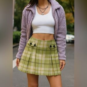 Gap Plaid Green mini wool blend preppy clueless y2k Skirt size 6
